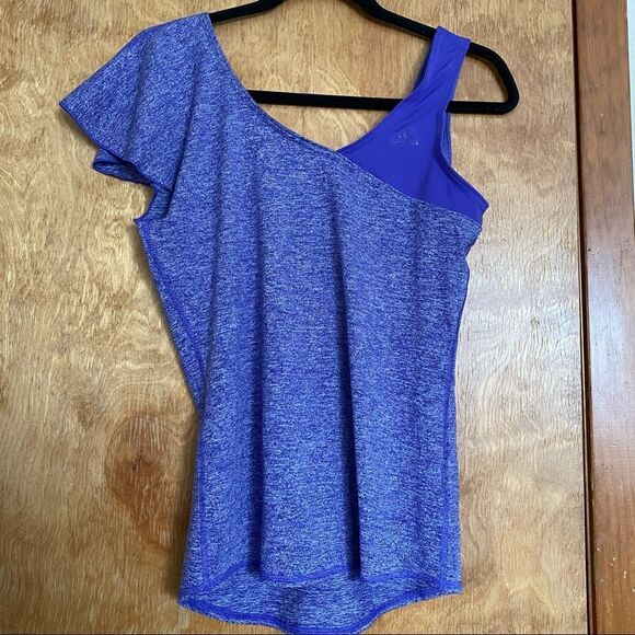 🍄 Adidas Purple One Shoulder Tank Workout Tee - Picture 6 of 10